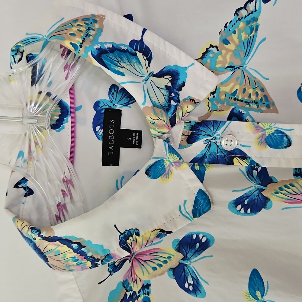 Talbots Cotton Butterfly Button-up Shirt Fairy Whimsical Size Small - Picture 5 of 14